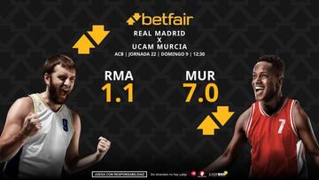 Real Madrid vs. UCAM Murcia: horario, TV, pronósticos, estadísticas y clasificación