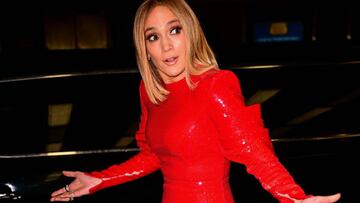 Jennifer Lopez sen la filmación de 'Marry Me' en el Rockefeller Center, New York City. Octubre 03, 2019.
