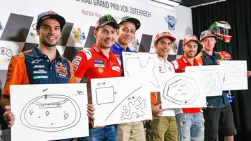 Los pilotos de MotoGP en la rueda de prensa del GP de Austria 2018.