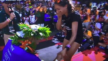 Lange gana el Ironman y lo primero que hace... ?es pedirle matrimonio a su novia!