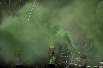 Los del Sur are the "barra brava" connected to Atlético Nacional in Medellín, Colombia and were formed in 1997.