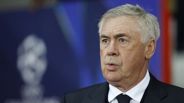 Lille (France), 02/10/2024.- Carlo Ancelotti, head coach of Real Madrid, looks on before the UEFA Champions League match between Lille and Real Madrid in Lille, France, 02 October 2024. (Liga de Campeones, Francia) EFE/EPA/MOHAMMED BADRA