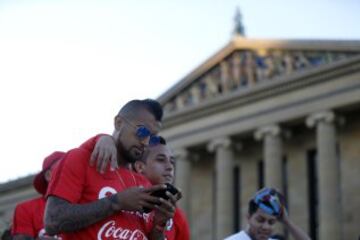 Los seleccionados visitaron la estatua de Rocky Balboa en Filadelfia.