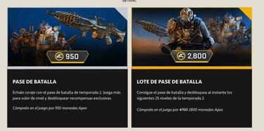 Apex Legends Temporada 2: precio y todas las recompensas del Pase de Batalla