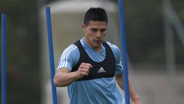 Roncaglia, durante el entrenamiento de ayer con el Celta. 