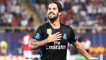 Isco, tras marcar el segundo gol del Real Madrid al Manchester United en Skopje.