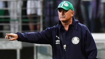 Scolari durante el Palmeiras-Godoy Cruz. 