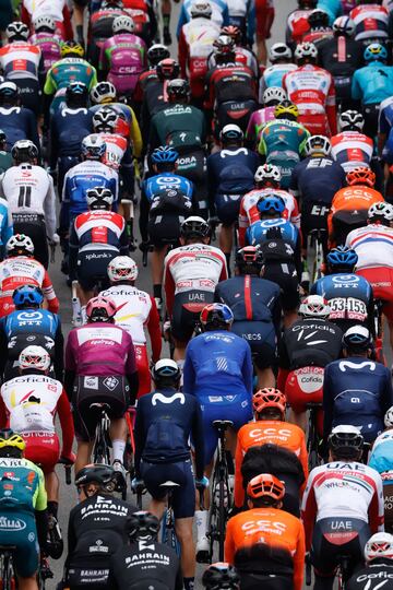 Panorámica del pelotón durante la etapa de hoy.