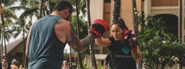 Ilima-Lei Macfarlane durante un entrenamiento público en Hawái.