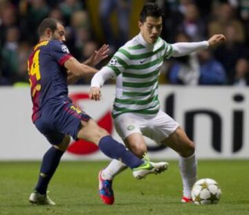 Miku con el Celtic (Escocia) debut車 en la Champions en la temporada 2012-2013.