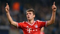 Müller celebra un gol con el Bayern.