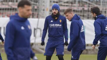 Papu, en el entrenamiento de hoy.