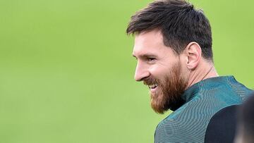 Lionel Messi, en el entrenamiento del Barcelona en Turín.