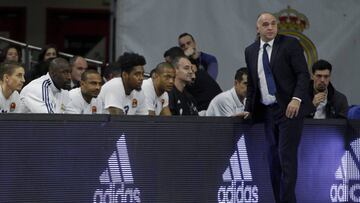 Pablo Laso, durante el partido contra el Maccabi.