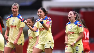 Kiana Palacios celebrates her goal 2-0 of America during the game America vs Toluca, corresponding to Round 04 of the Torneo Apertura 2023 of the Womens Liga BBVA MX, at Azteca Stadium, on August 05, 2023.

<br><br>

Kiana Palacios celebra su gol 2-1 de America durante el partido  America vs Toluca, correspondiente a la Jornada 04 del Torneo Apertura 2023 de la Liga BBVA MX Femenil, en el Estadio Azteca, el 05 de Agosto de 2023.