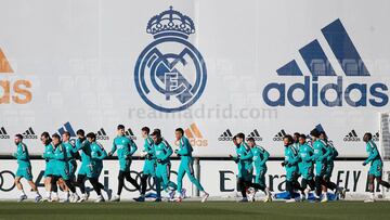 Los jugadores del Madrid, durante el último entrenamiento.