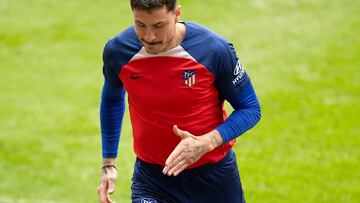 Giménez, en un entrenamiento del Atlético.