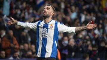 Darder, tras anotar un gol en el último Espanyol-Barcelona.