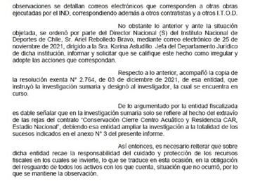 Extracto del informe de la Contraloría.