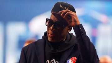 Dennis Rodman at the 75th anniversary NBA All-Star game.