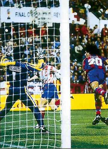 10/04/96. Final Copa del Rey. Estadio de La Romareda. Atlético de Madrid-Barcelona. Pantic anota el gol de la victoria en minuto 102.