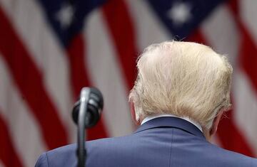 FILE PHOTO: U.S. President Donald Trump turns away and departs as reporters ask questions after the president made an announcement about U.S. trade relations with China and Hong Kong in the Rose Garden of the White House in Washington, U.S., May 29, 2020.