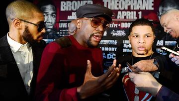 Floyd Mayweather charla con la prensa durante la promoción de una de sus veladas.