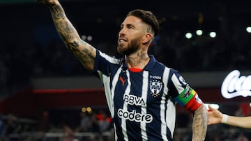 Soccer Football - Liga MX - Monterrey v Santos Laguna - Estadio BBVA, Monterrey, Mexico - March 2, 2025 Monterrey's Sergio Ramos celebrates scoring their second goal REUTERS/Daniel Becerril