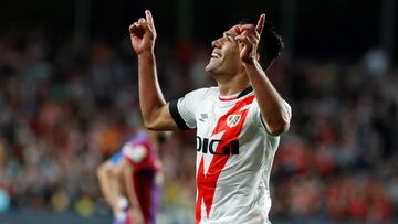Falcao celebra su gol al Barça.