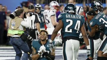 Philadelphia Eagles&#039; Rodney McLeod, bottom, celebrates after the NFL Super Bowl 52 football game against the New England Patriots Sunday, Feb. 4, 2018, in Minneapolis. The Eagles won 41-33. (AP Photo/Matt York)