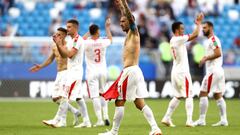 SAMARA, RUSSIA - JUNE 17:  Aleksandar Kolarov of Serbia celebrates victory following the 2018 FIFA World Cup Russia group E match between Costa Rica and Serbia at Samara Arena on June 17, 2018 in Samara, Russia.  (Photo by Maddie Meyer/Getty Images)