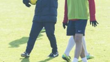 Valverde y Gupegui en el entrenamiento.