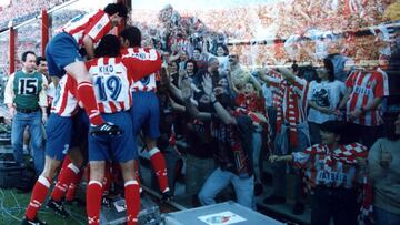 Los jugadores del Atl&eacute;tico celebran el 1-0 al Albacete, gol de Simeone