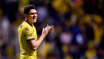 Israel Reyes of America during the final first-leg match between America and Monterrey  as part of the Torneo Apertura 2024 Liga MX at Cuauhtemoc Stadium, on December 12, 2024 in Puebla, Mexico.