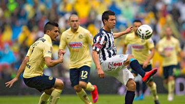 Action photo during the match America vs Pachuca, Corresponding to the Quarter Finals in the Clausura 2015 Liga BBVA Bancomer MX, in the photo: (l)-(r) Paolo Goltz, Hirving Lozano
Foto de accion durante el Partido America vs Pachuca, Partido de Vuelta Correspondiente a los Cuartos de Final del Torneo Clausura 2015 Liga BBVA Bancomer MX, en la Foto: (i)-(d) Paolo Goltz, Hirving Lozano
16/05/2015/ MEXSPORT / Osvaldo Aguilar
Estadio Azteca