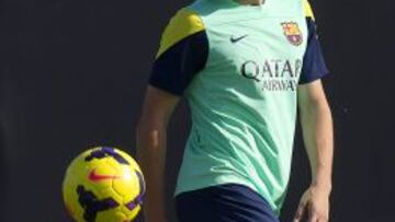 Sergi Roberto, en el entrenamiento del Barcelona.