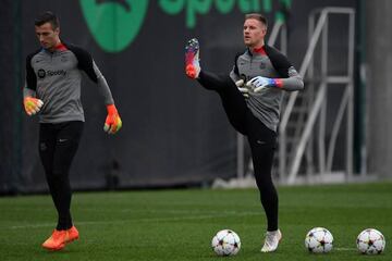 Ter Stegen, en una sesión preparatoria del Barça.