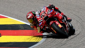 Hohenstein-Ernstthal (Germany), 13/07/2025.- Third placed Ducati Lenovo Team rider Francesco Bagnaia of Italy in action during the MotoGP race of the motorcycling Grand Prix of Germany at the Sachsenring racing circuit in Hohenstein-Ernstthal, Germany, 13 July 2025. (Motociclismo, Alemania, Italia) EFE/EPA/Filip Singer
