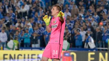 Franco Armani en un partido de Atlético Nacional.