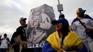 Venezuelans living in Chile gather to celebrate, after the United States struck Venezuela and captured its President Nicolas Maduro and his wife Cilia Flores overnight, in Concepcion, Chile, January 3, 2026. REUTERS/Juan Gonzalez
