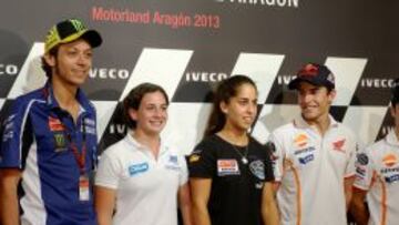 Rossi, Ana Carrasco, Mar&iacute;a Herrera y M&aacute;rquez, en la rueda de prensa de MotorLand.