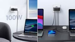 Tenemos un cargador rápido USB-C con cuatro puertos y hasta 100W de potencia