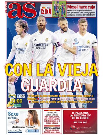 "Con la vieja guardia"... las portadas deportivas de hoy