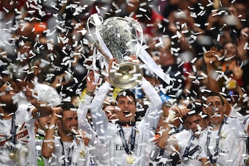 Cristiano ganó cuatro Champions con el Real Madrid. En la foto, posa con la Copa ganada en el 2014 al Atlético de Madrid.