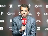 15-01-26. EL NUEVO PRESIDENTE EJECUTIVO DEL SPORTING, JOSÉ RIESTRA, DURANTE LA PRESENTACIÓN DE BRIAN OLIVÁN.