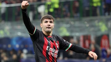 Brahim celebra su gol al Tottenham en esta Champions.