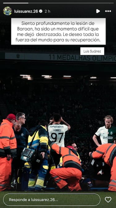 Luis Suárez lamenta la lesión de su rival: “Me dejó destrozado”