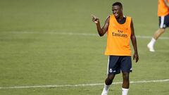 Vinicius, durante un entrenamiento con el primer equipo del Real Madrid.