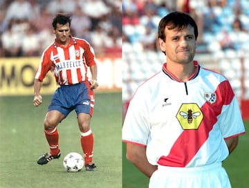 El defensa central salmantino militó en las filas del Atlético entre 1989 y 1995. Defendió la camiseta del Rayo la temporada 2000-01.