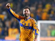 Andre-Pierre Gignac of Tigres during the semi-finals second leg match between Tigres UANL and Cruz Azul, as part of the Liga BBVA MX, Torneo Apertura 2025 at Universitario Stadium, on December 06, 2025 in Monterrey, Nuevo Leon, Mexico.